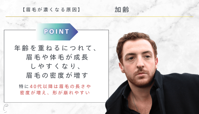眉毛が濃くなる原因加齢