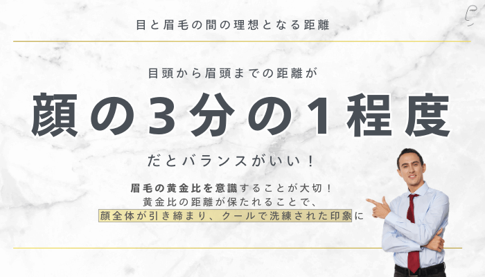 目と眉毛の間の理想となる距離