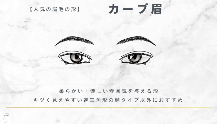 人気の眉毛の形カーブ眉