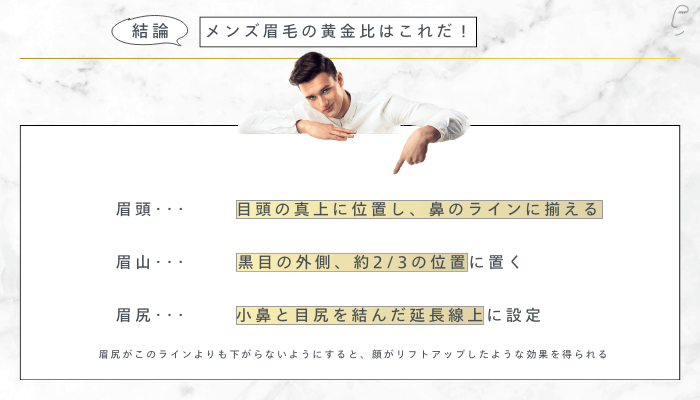 結論：メンズの眉毛の黄金比はこれだ！