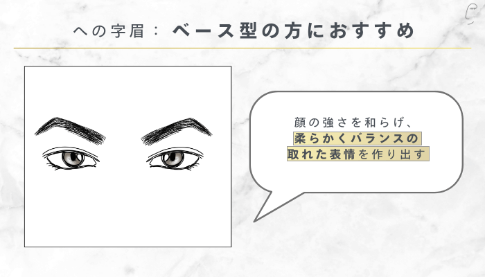 への字眉:ベース型の方におすすめ