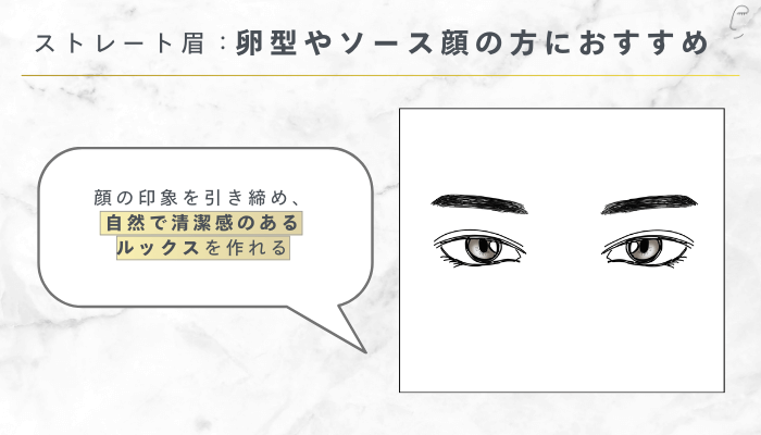 ストレート眉:卵型やソース顔の方におすすめ