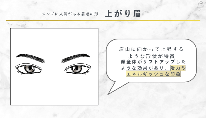 メンズに人気がある眉毛の形上がり眉