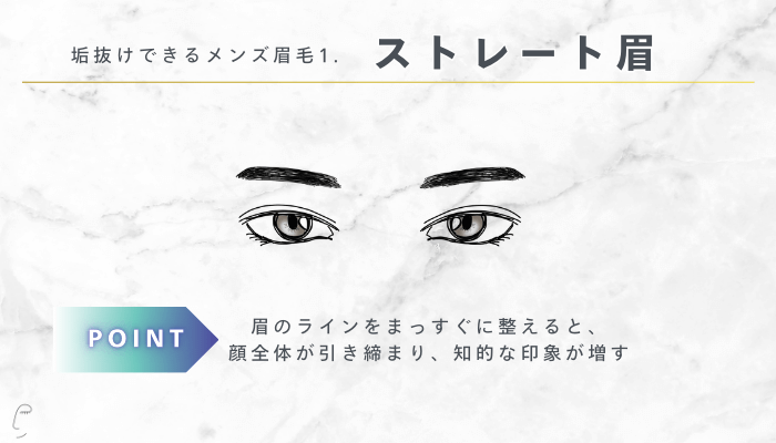 垢抜けできるメンズ眉毛ストレート眉