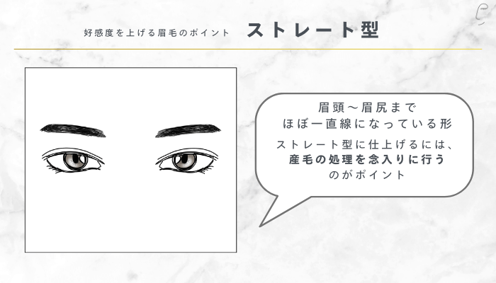 好感度を上げる眉毛のポイントストレート型