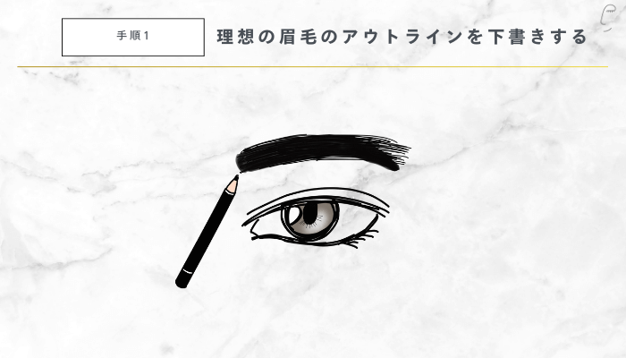 黄金比を意識した眉毛の整え方手順1